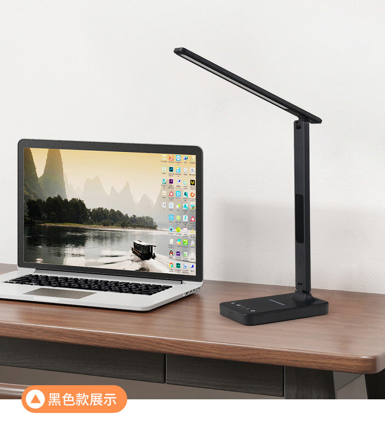 Multifunctional foldable business desk lamp with wireless charging for mobile phones