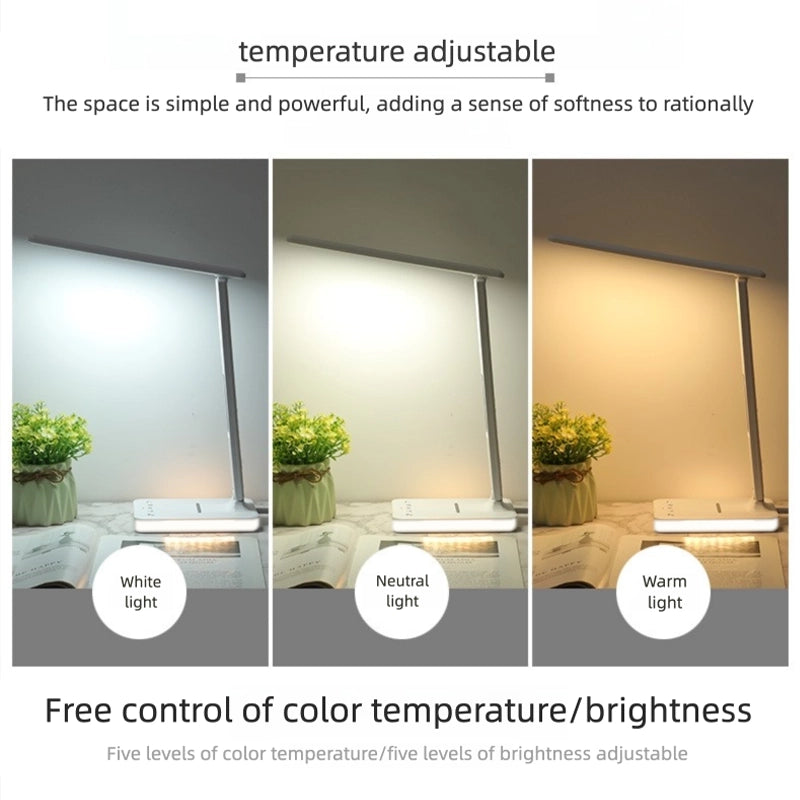 Multifunctional foldable business desk lamp with wireless charging for mobile phones