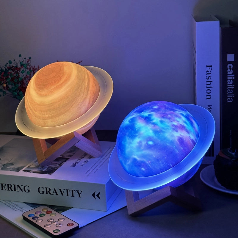 Creative Star Ring Wireless Bluetooth Speaker Planet Night Light
