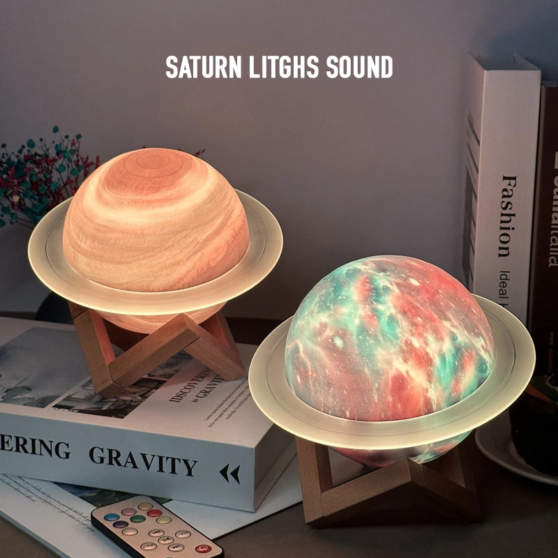 Creative Star Ring Wireless Bluetooth Speaker Planet Night Light
