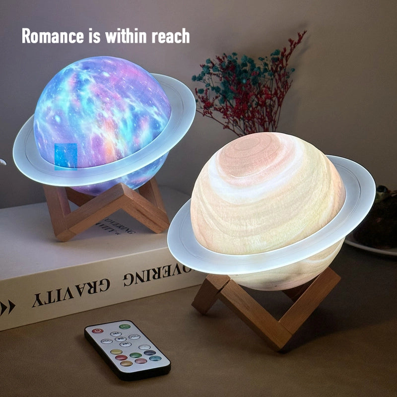 Creative Star Ring Wireless Bluetooth Speaker Planet Night Light