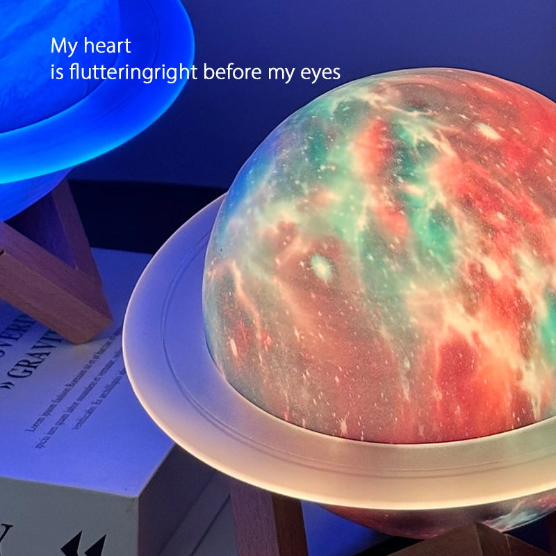 Creative Star Ring Wireless Bluetooth Speaker Planet Night Light