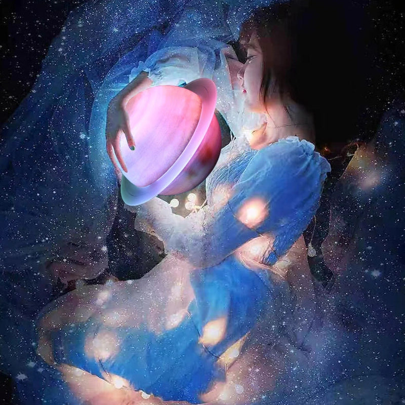 Creative Star Ring Wireless Bluetooth Speaker Planet Night Light
