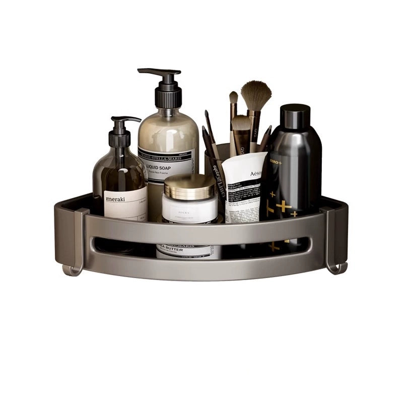 No-drill bathroom corner triangular toiletries shelf