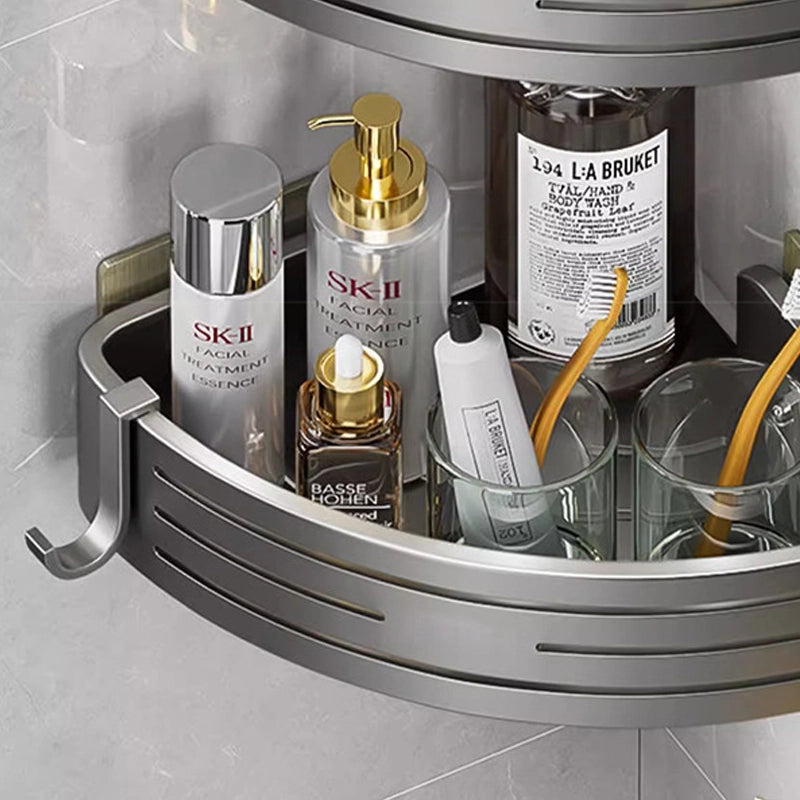 No-drill bathroom corner triangular toiletries shelf