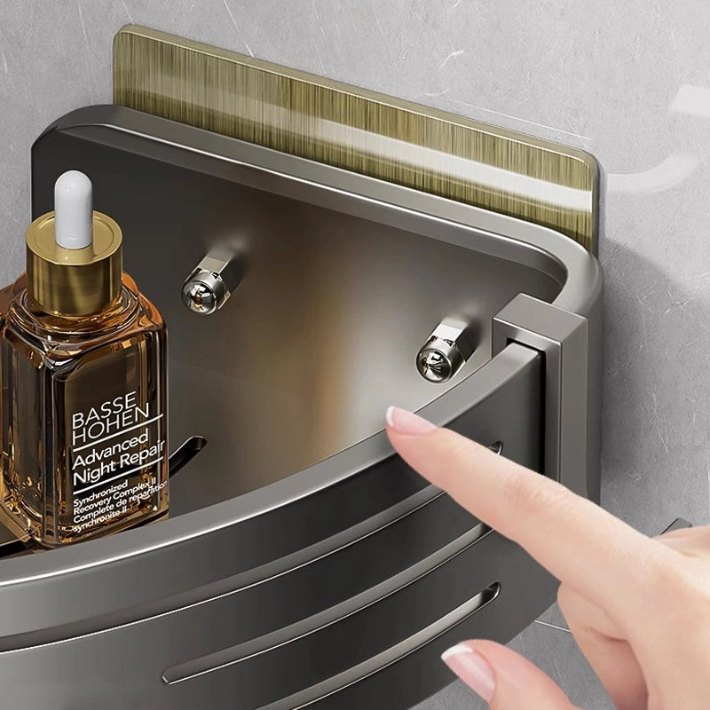 No-drill bathroom corner triangular toiletries shelf