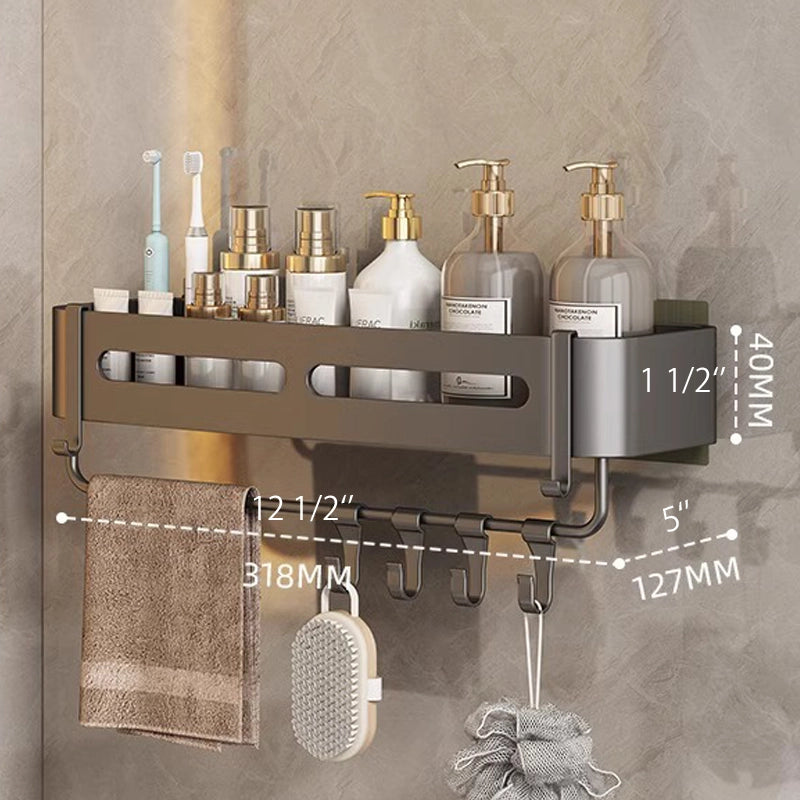 No-drill rectangular bathroom corner shelf for toiletries