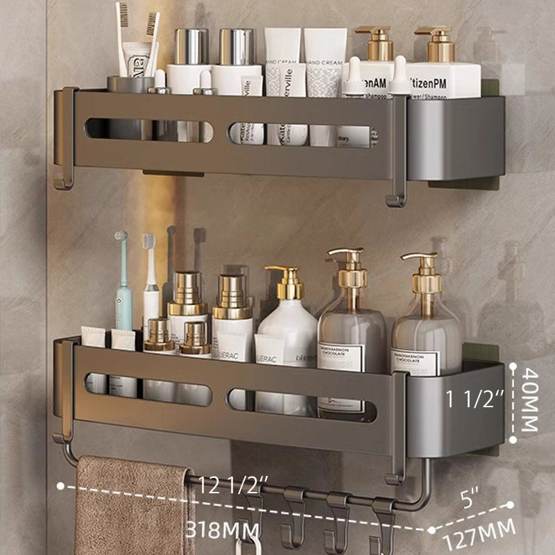 No-drill rectangular bathroom corner shelf for toiletries