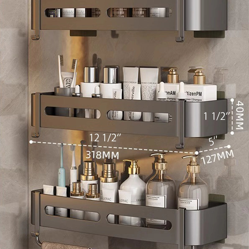 No-drill rectangular bathroom corner shelf for toiletries