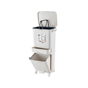 Large-capacity multi-functional partitioned trash can for home kitchens