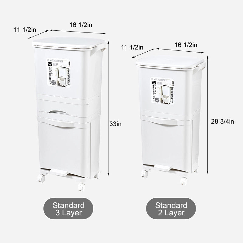 Large-capacity multi-functional partitioned trash can for home kitchens