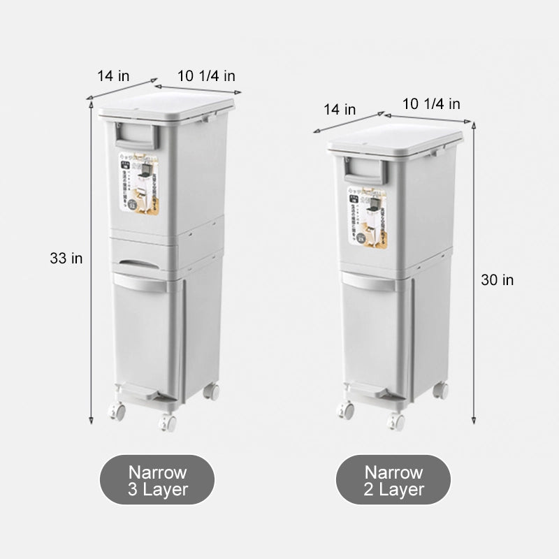 Large-capacity multi-functional partitioned trash can for home kitchens
