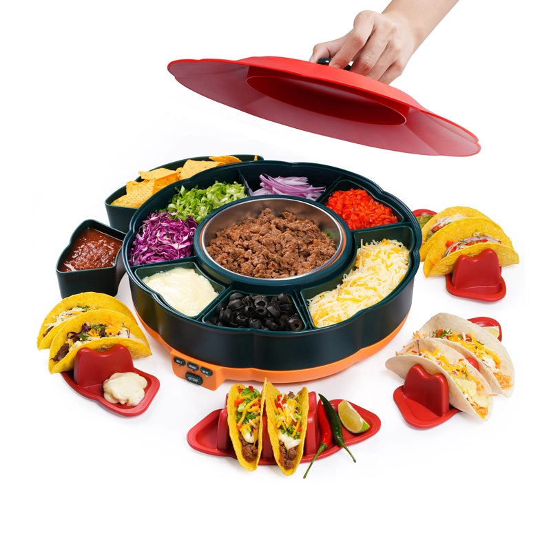 TacoCorn tortilla towerHeated and removable fruit platter for parties