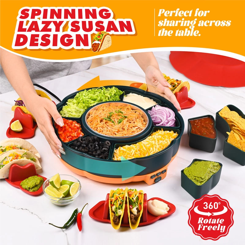 TacoCorn tortilla towerHeated and removable fruit platter for parties