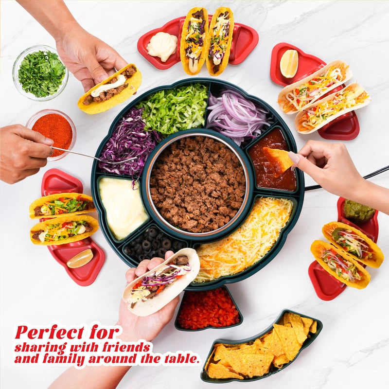 TacoCorn tortilla towerHeated and removable fruit platter for parties