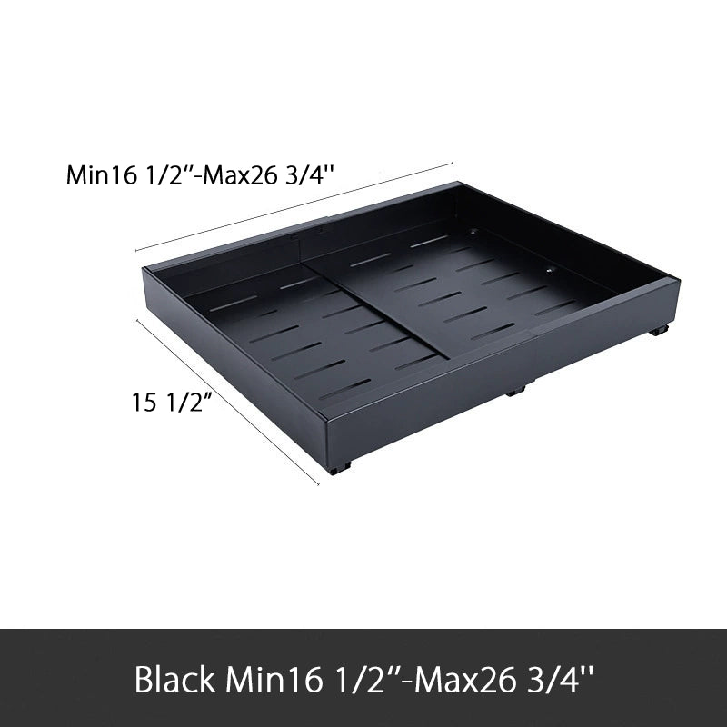 No-drill adjustable width cabinet drawer