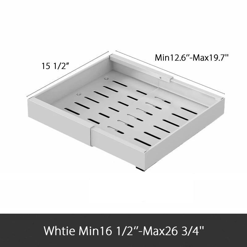 No-drill adjustable width cabinet drawer