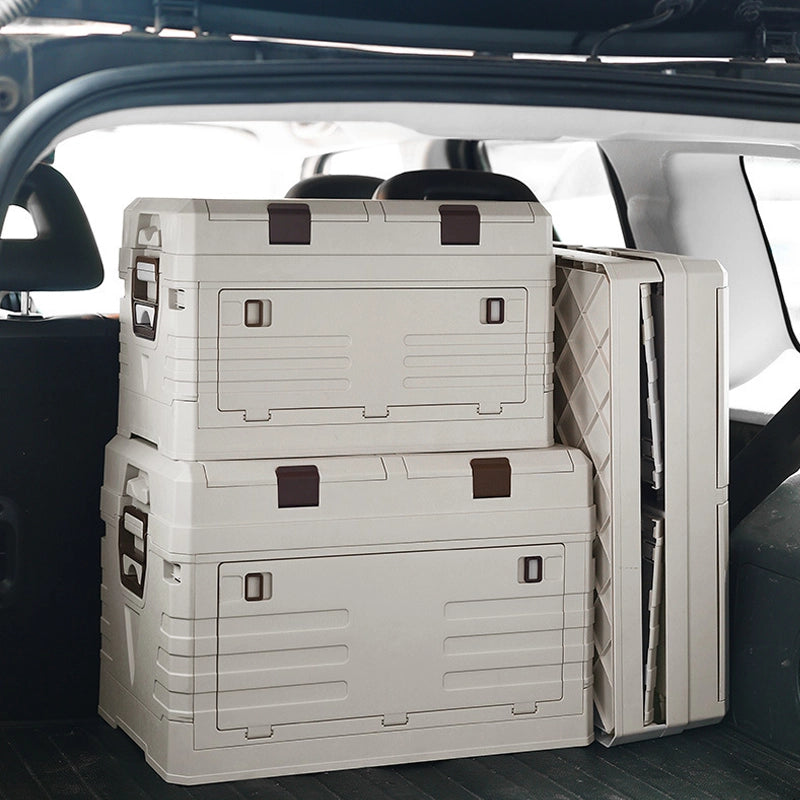 Portable foldable storage box for outdoor car camping and picnics