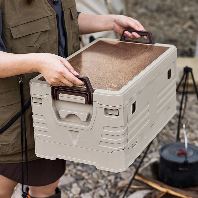 Portable foldable storage box for outdoor car camping and picnics
