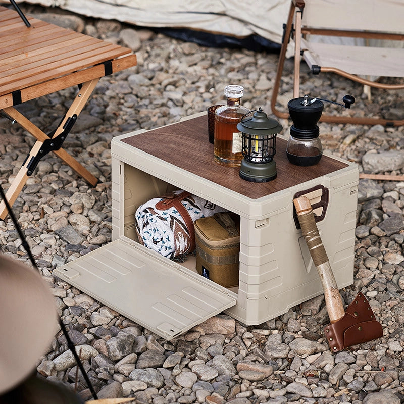 Portable foldable storage box for outdoor car camping and picnics