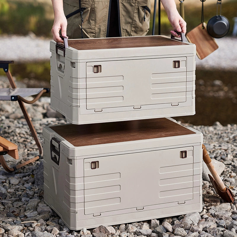 Portable foldable storage box for outdoor car camping and picnics