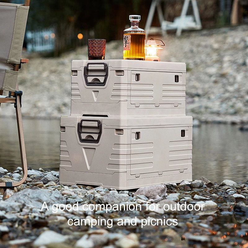 Portable foldable storage box for outdoor car camping and picnics