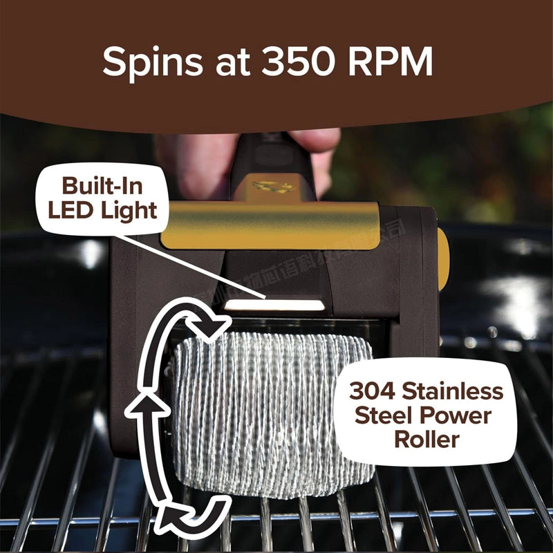 304 Stainless Steel LED Light Electric Roller BBQ Cleaning Brush