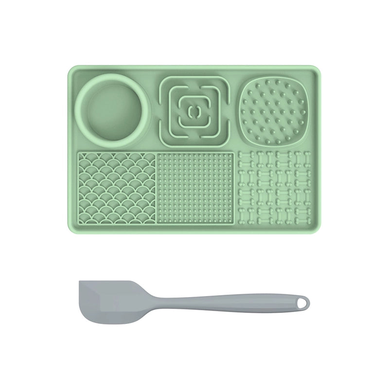 Pet cats and dogs suck on food mats