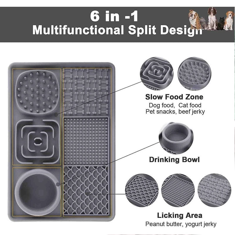Pet cats and dogs suck on food mats
