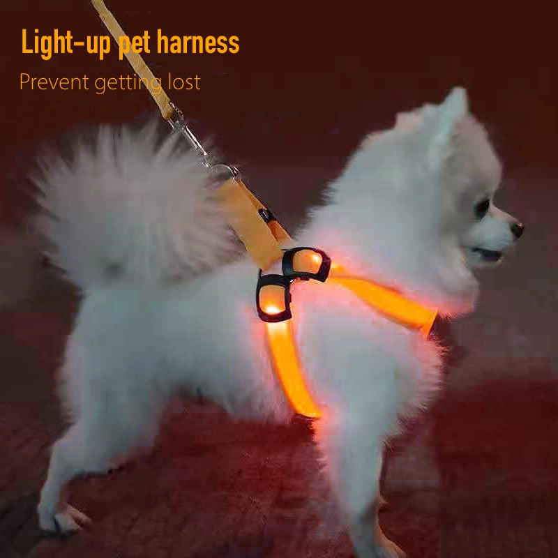 Small pet dog light-up harness