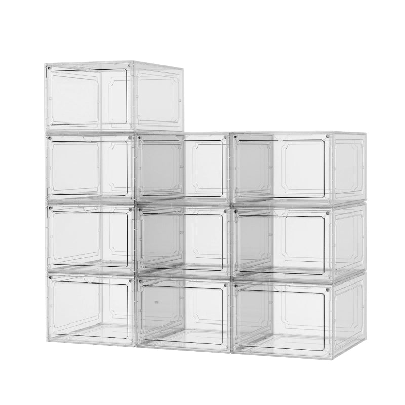 Combination magnetic door stackable shoe boxes