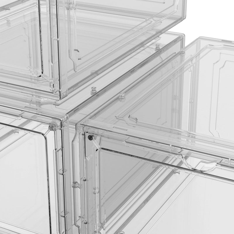 Combination magnetic door stackable shoe boxes