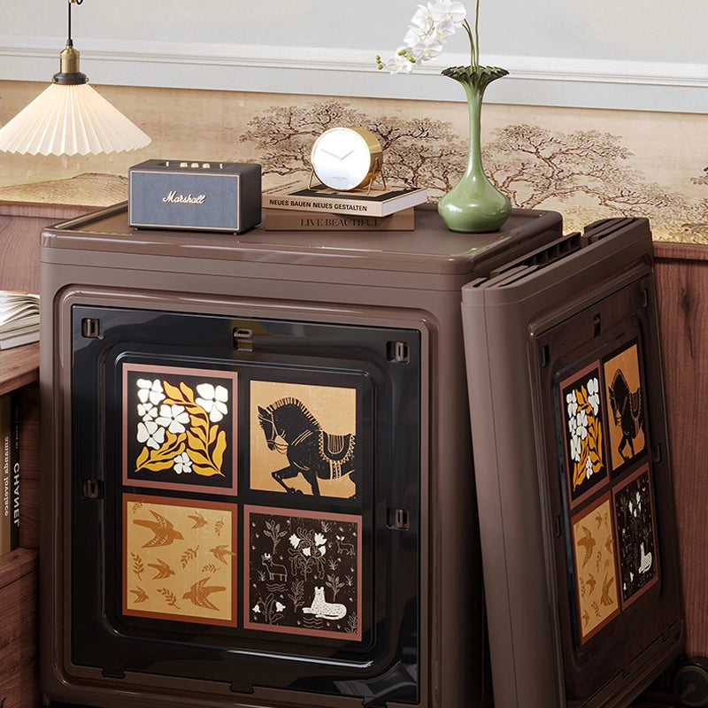 Large-capacity folding storage box with wheels for home use