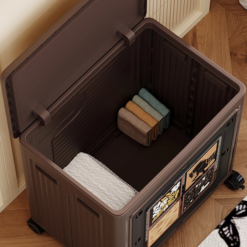 Large-capacity folding storage box with wheels for home use