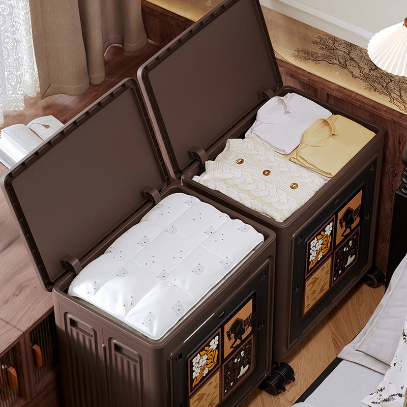Large-capacity folding storage box with wheels for home use