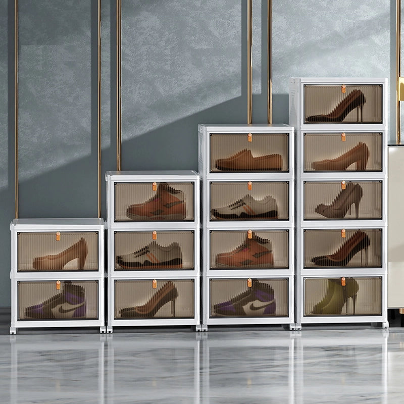 Home Foldable No-Installation Magnetic Door Dustproof shoe rack