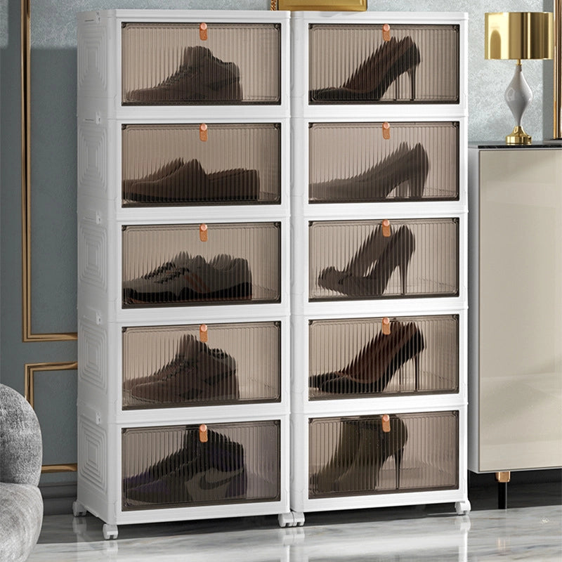 Home Foldable No-Installation Magnetic Door Dustproof shoe rack