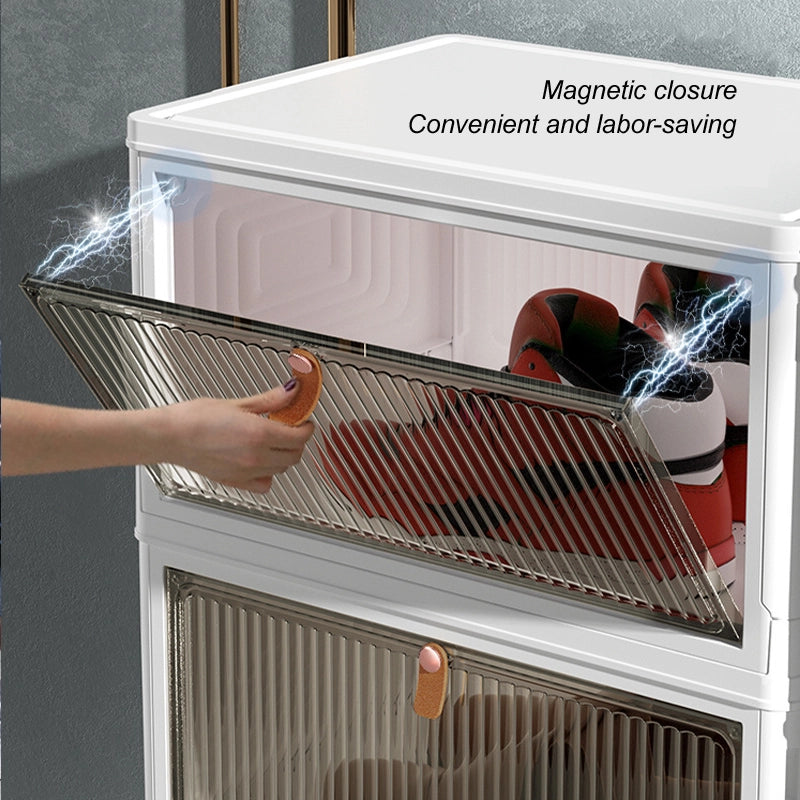 Home Foldable No-Installation Magnetic Door Dustproof shoe rack