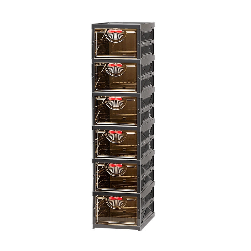 Foldable multi-functional transparent shoe rack