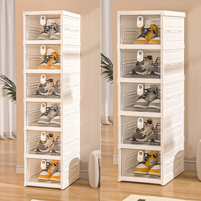 Foldable multi-functional transparent shoe rack