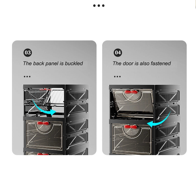 Foldable multi-functional transparent shoe storage cabinet