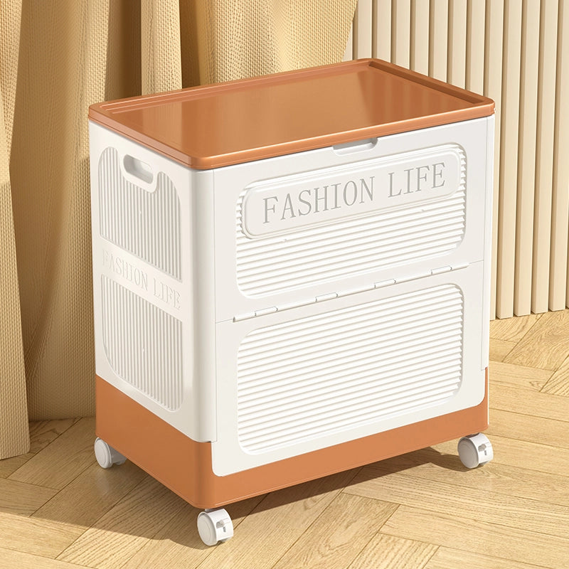 Foldable large-capacity bedside storage box with wheels