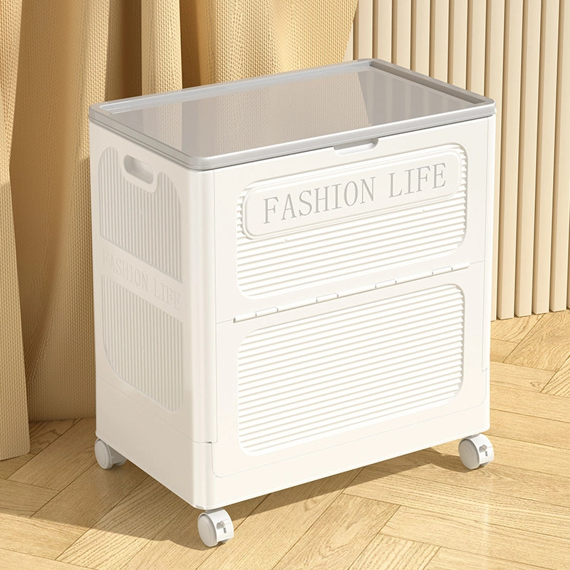 Foldable large-capacity bedside storage box with wheels