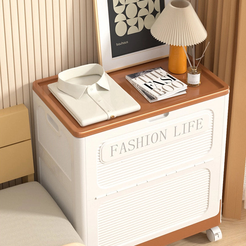 Foldable large-capacity bedside storage box with wheels