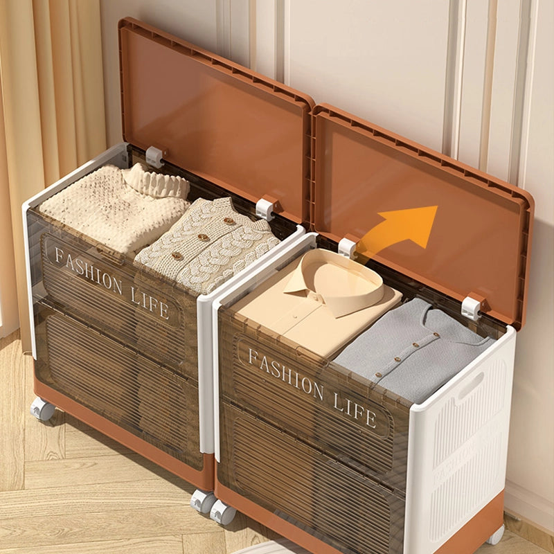 Foldable large-capacity bedside storage box with wheels