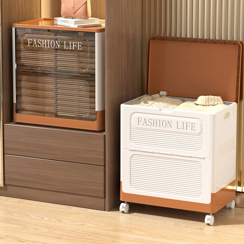 Foldable large-capacity bedside storage box with wheels